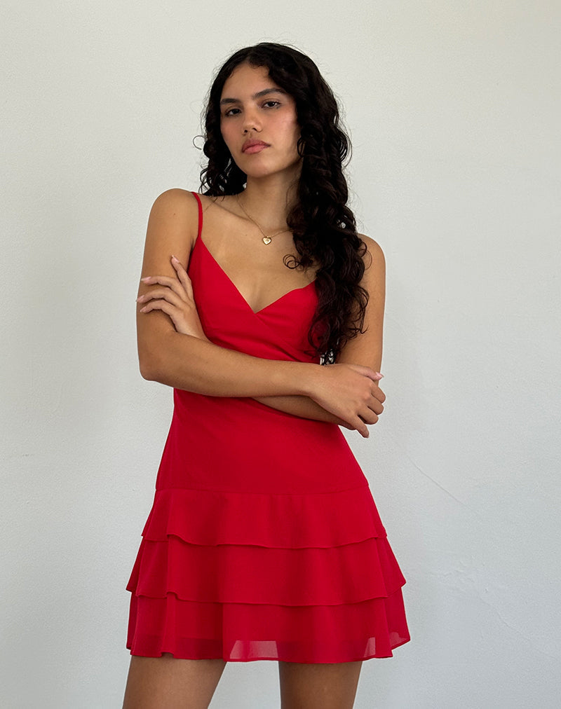 fig ruffle mini dress red Fig Ruffle Mini Dress Red Curve