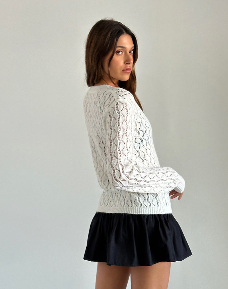 Ivory Open Knit Cardigan | Ricani – motelrocks-com-us