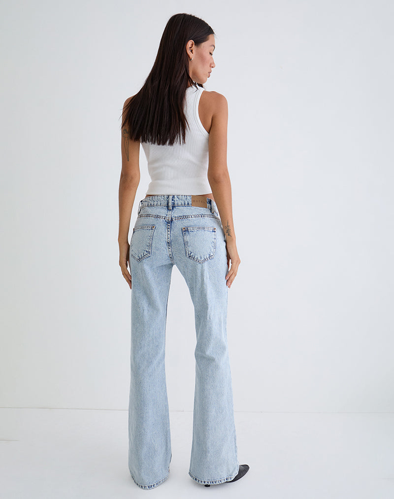 Blue 80s Light Wash Low Rise Flare Jeans | Rigid – motelrocks-com-us