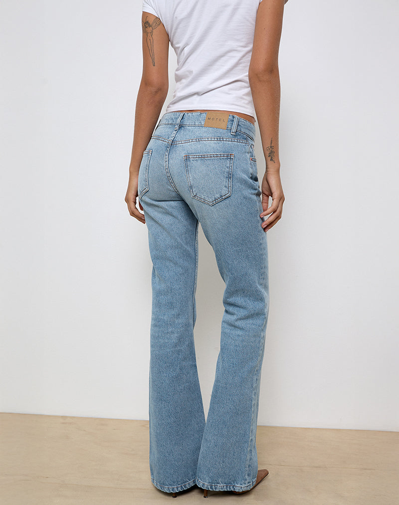 Bright Blue Used Low Rise Flare Jeans | Rigid – motelrocks-com-us