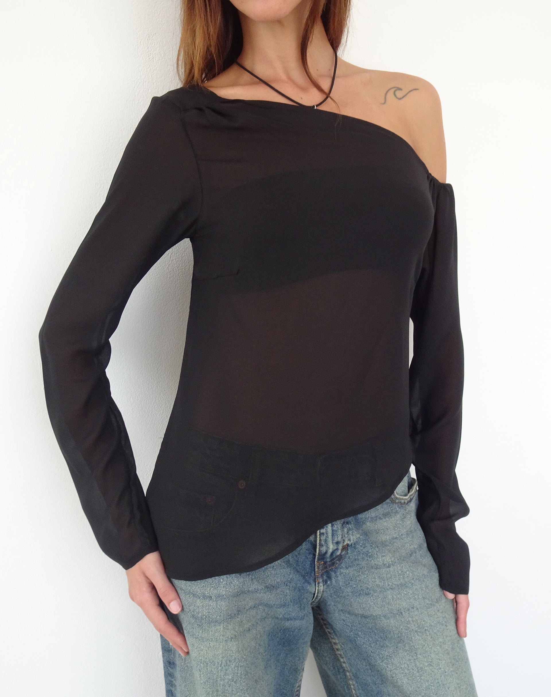 Long Sleeve Black Chiffon Longline Top | Riot – motelrocks-com-us