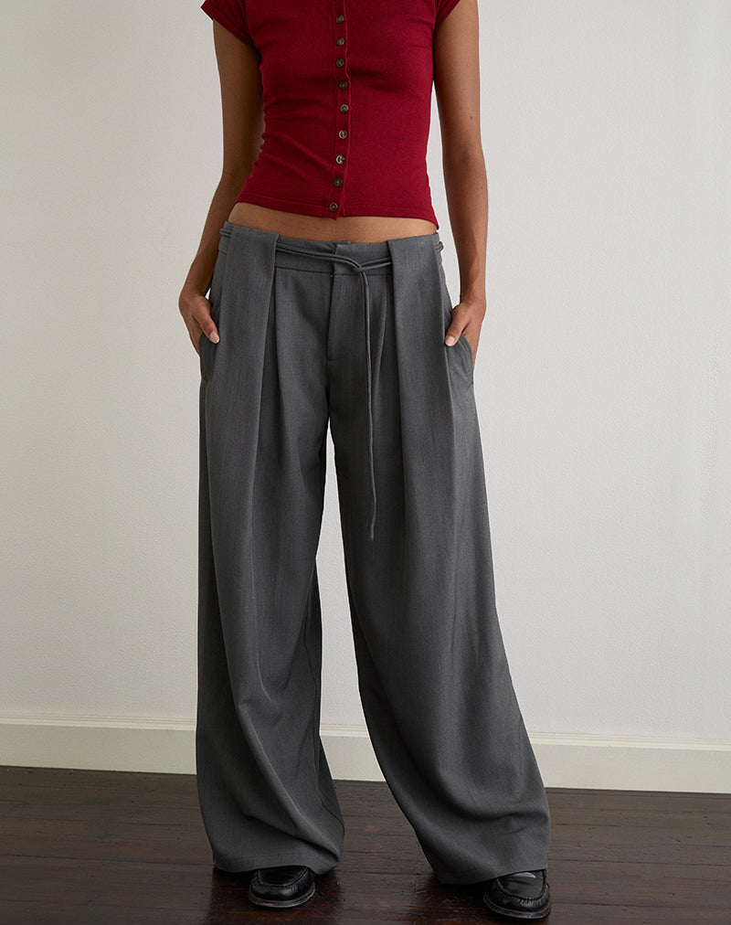 Grey Tie Waist Trouser | Rivela – motelrocks-com-us