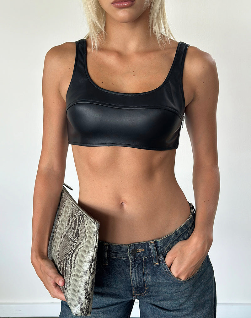 Image of Rivy Bralette in PU Black