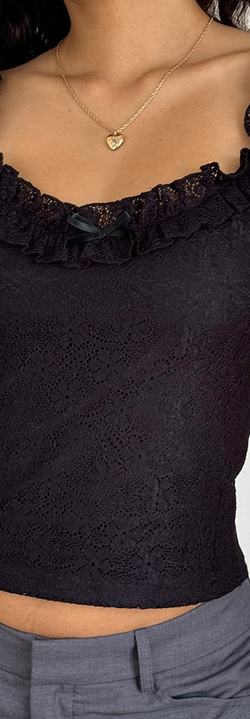Black Lace Frill Edge Top | Roberta – motelrocks-com-us