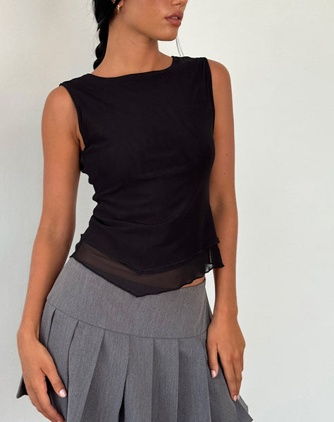 Black Mesh Asymmetric Top | Rochie – motelrocks-com-us