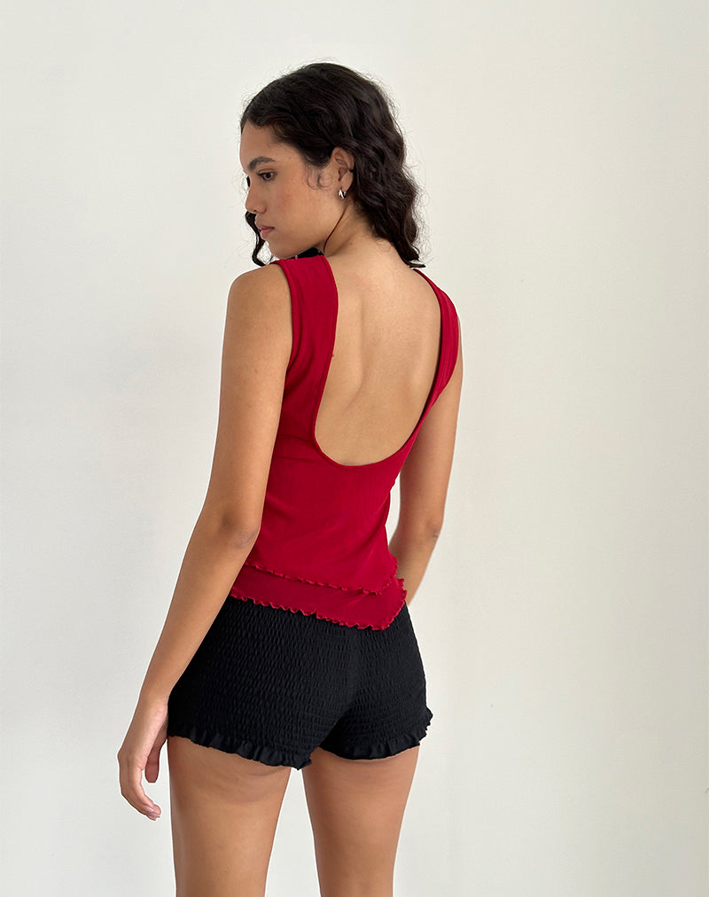 image of Rochie Asymmetric Top in Mesh Cherry