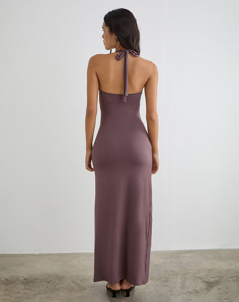 Rohesia Maxi Dress in Deep Taupe , Halter Neck Rohesia Maxi Dress in Deep Taupe , Halter Neck