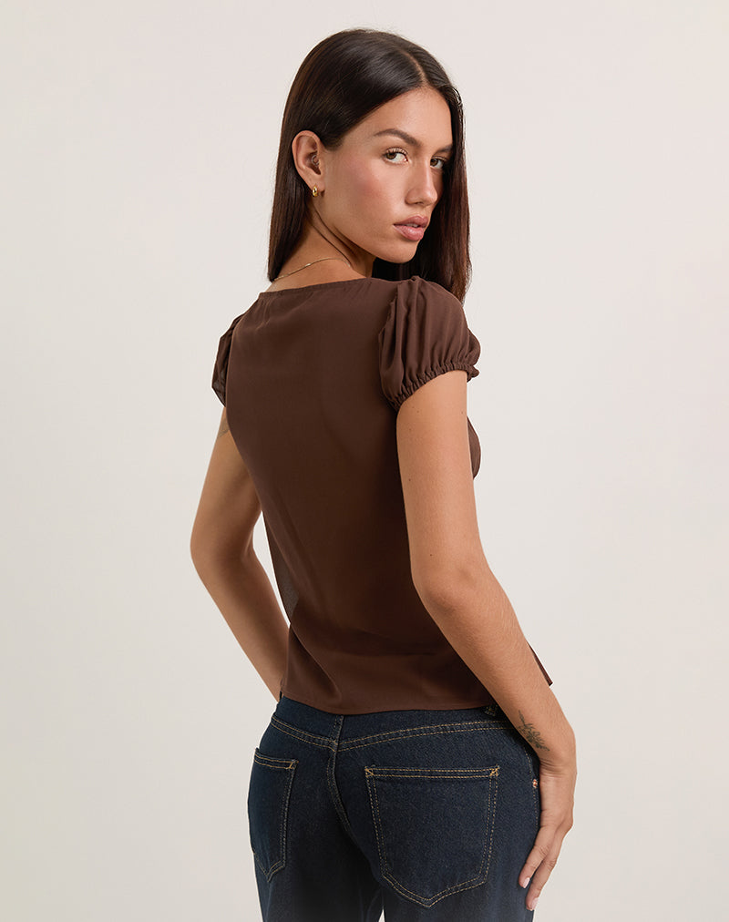 Brown Chiffon Blouse | Rolina – motelrocks-com-us