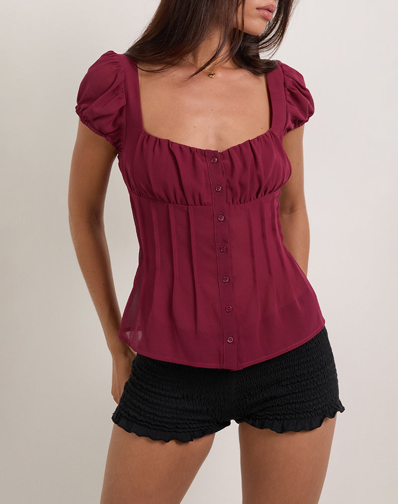 Roella Poplin Blouse Burgundy