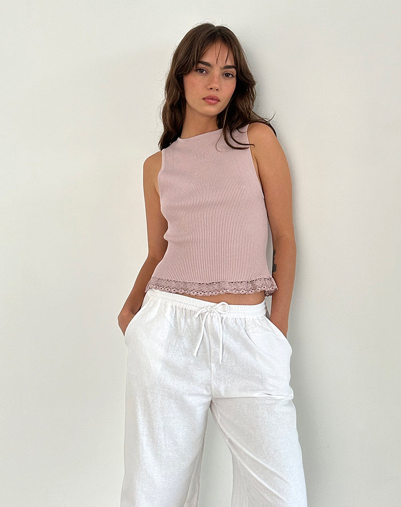Dusty Rose Rib Knit Sleeveless Top | Romane – motelrocks-com-us