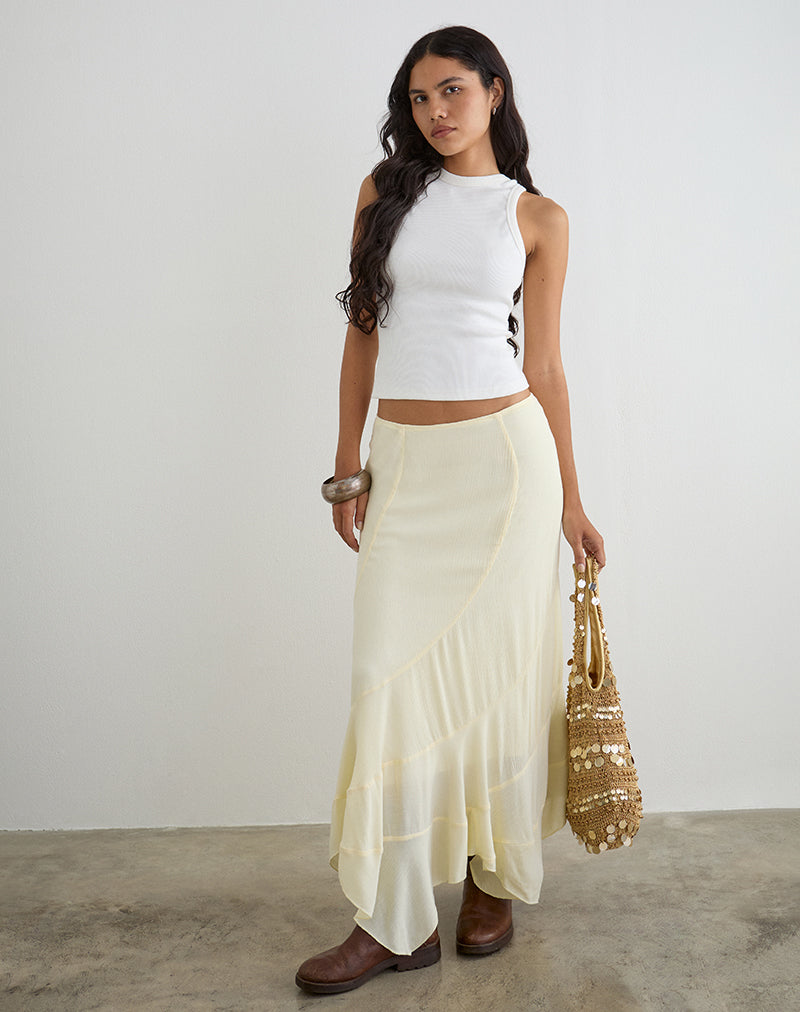 Rombe Maxi Skirt in Crinkle Butter Yellow