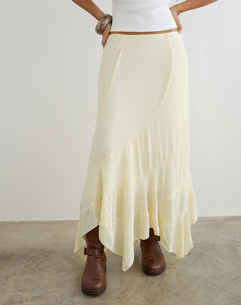 Rombe Maxi Skirt in Crinkle Butter Yellow