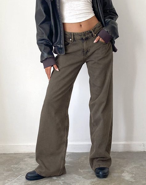 Dark Black Sand Low Rise Extra Wide Jeans | Roomy – motelrocks-com-us