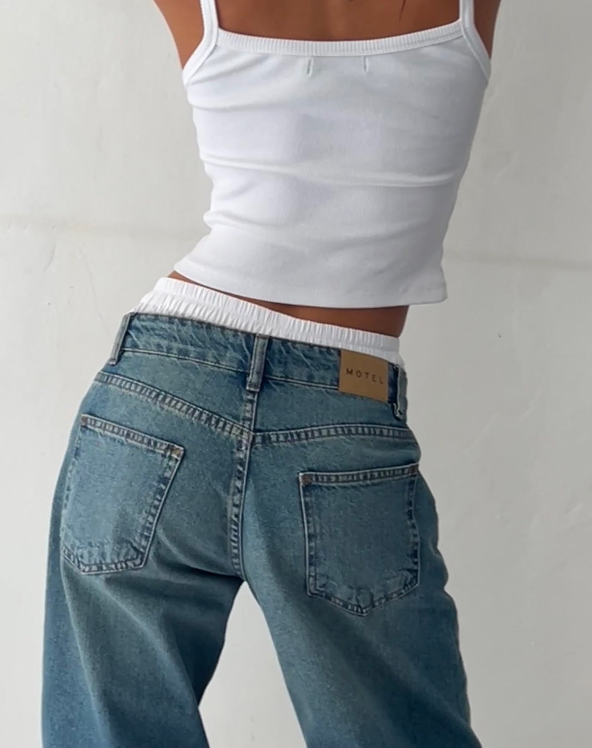 Geräumige Oversized Low Rise Jeans in Vintage Blau Grün main image 0
