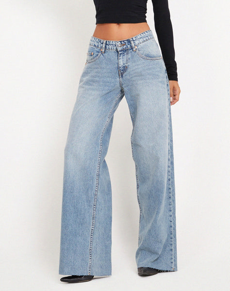 Blue Wash Extra Wide Low Rise Jeans