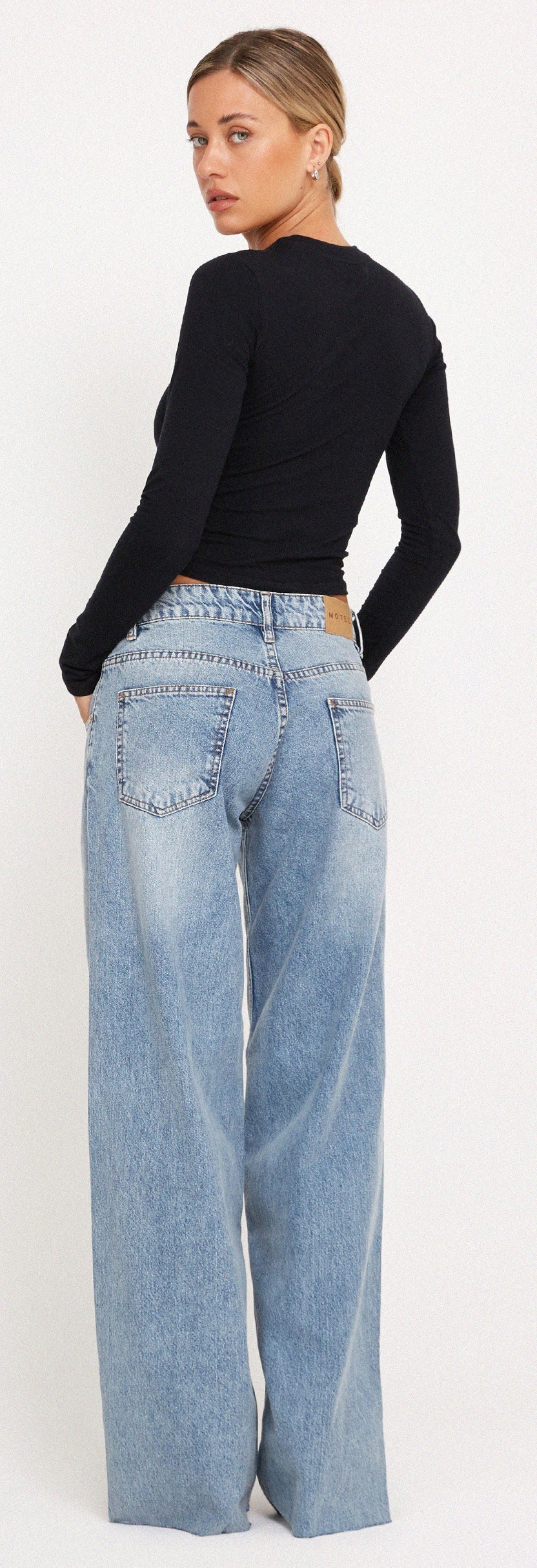 Vintage Blue Wash Extra Wide Raw Hem Low Rise Jeans | Roomy ...