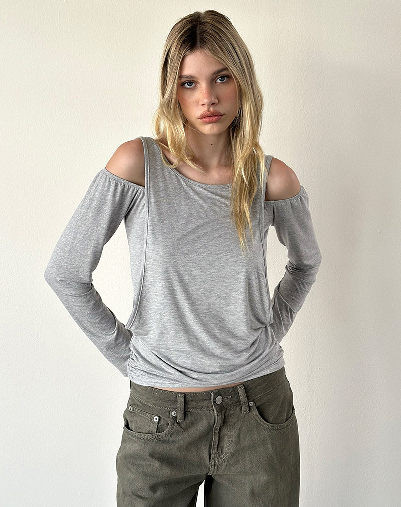 Image of Roras Top in Grey Marl Viscose Spandex