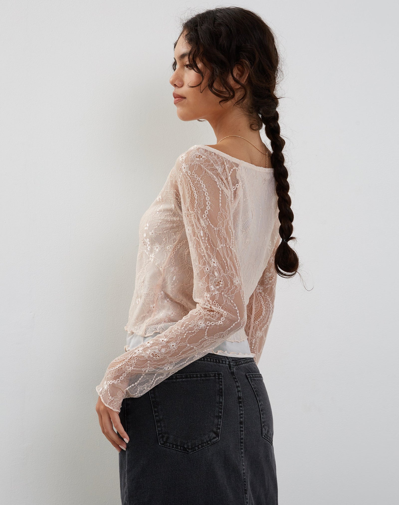 Pink Long Sleeve Lace Top | Rory – motelrocks-com-us