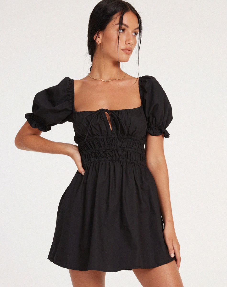 Black Short Sleeve Mini Skater Dress | Rosmilly – motelrocks-com-us