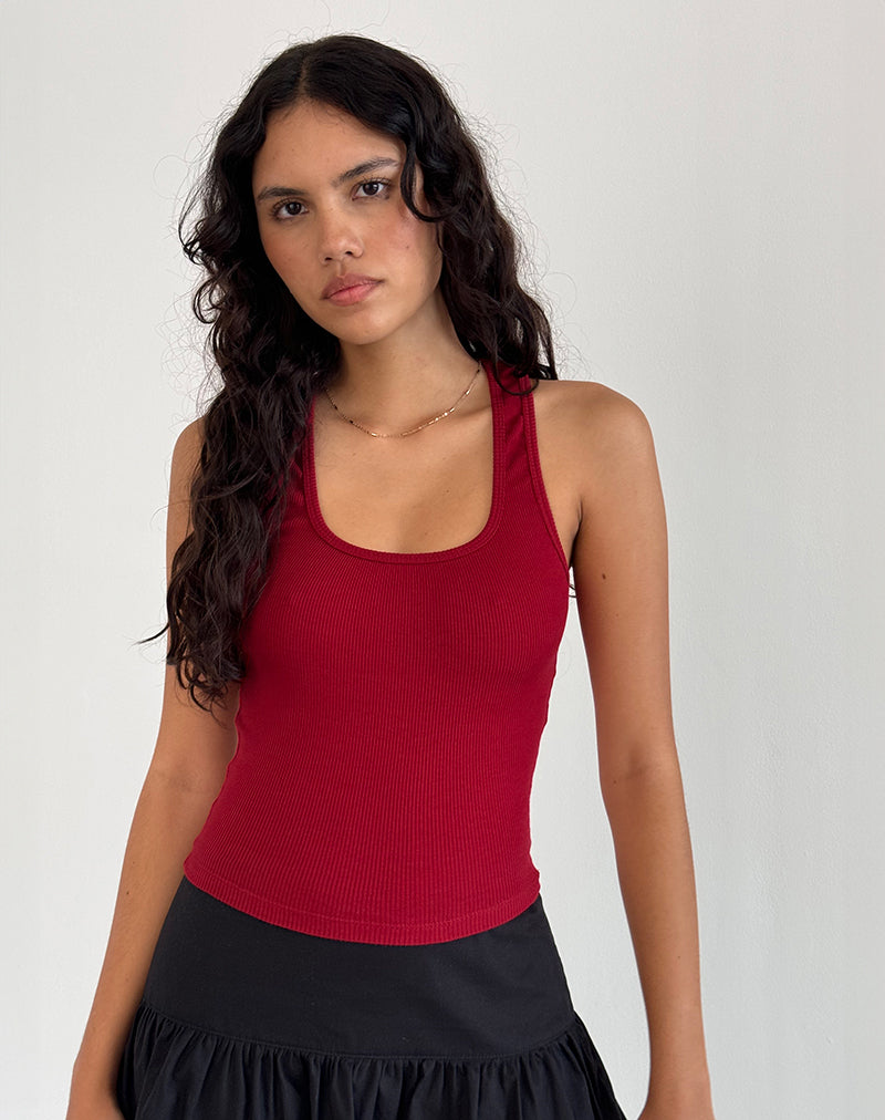 Adrenaline Red Ribbed Vest Top | Roxe – motelrocks-com-us