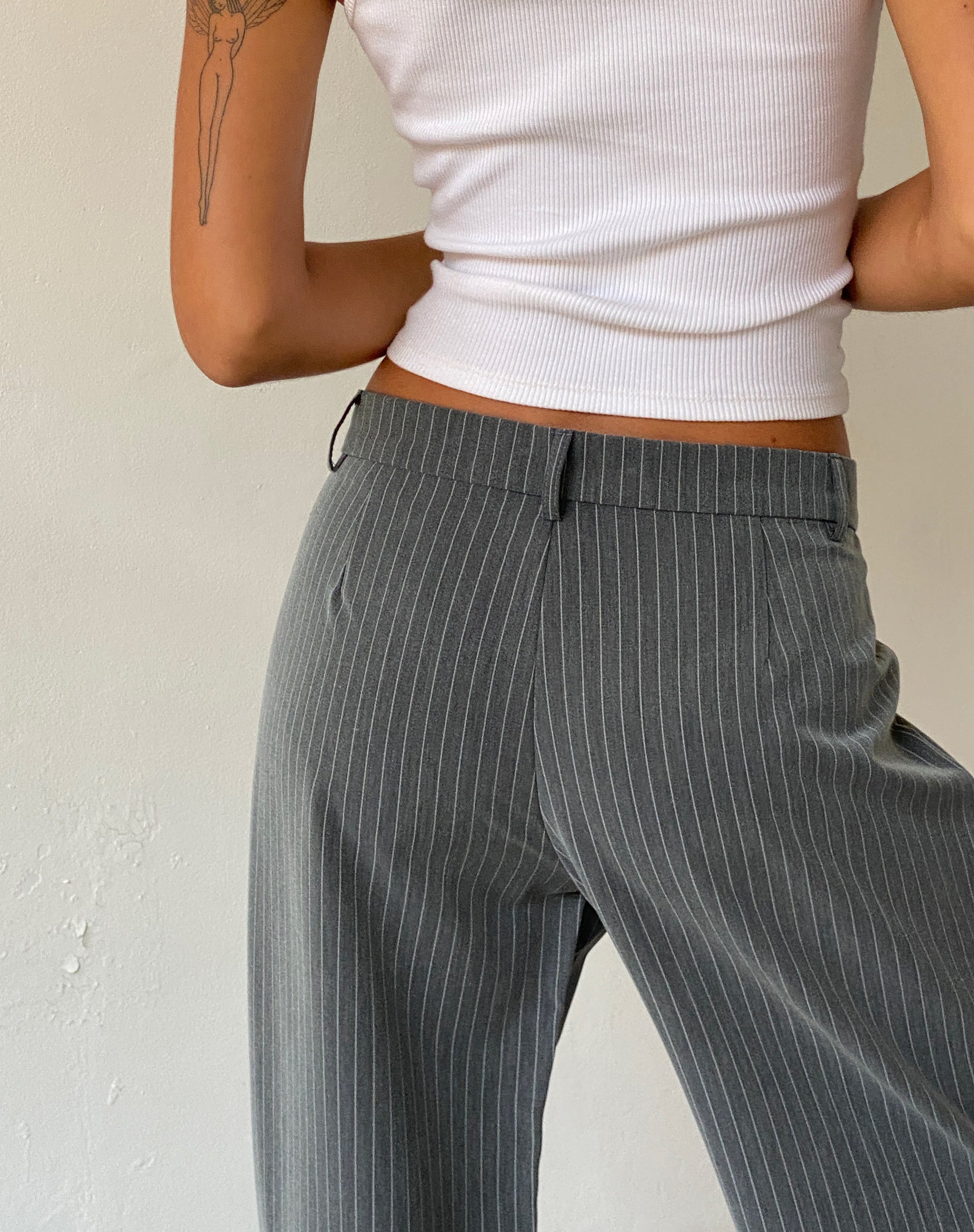 Image of Abba Low Rise Trouser in Pinstripe Grey