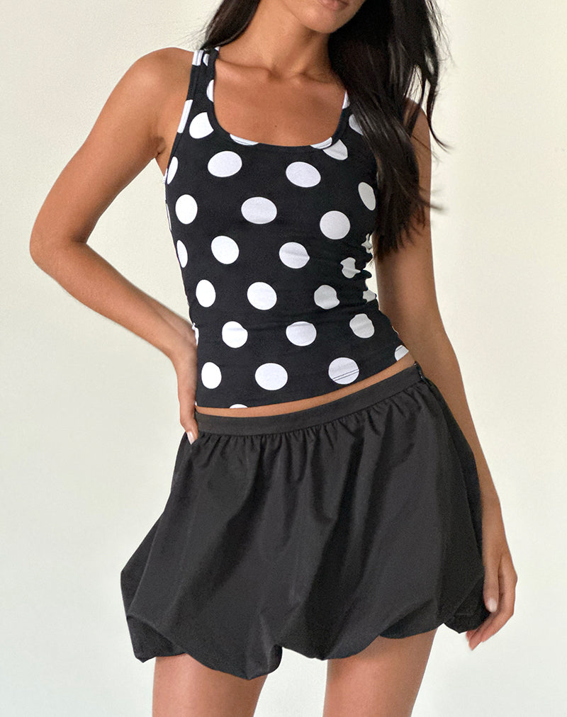 Image of Hojiso Puffball Mini Skirt in Black