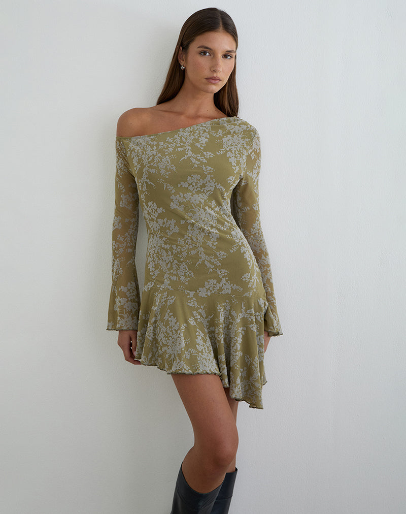 Ruhato Mini Dress in Moss Petal Olive