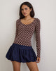 Image of Rumini Long Sleeve Top in Brown with Small Polka Cream