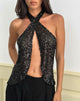 Image of Ruway Unlined Scarf Top in Sequin Black
