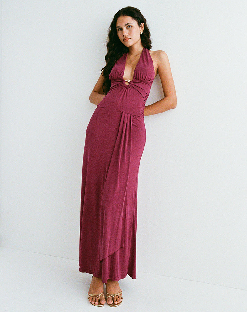 Image of Ryoko Maxi Dress in Cupro Burgundy