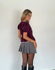 Image of Ryota Tie Front Blouse in Oxblood with Pink Lady Binding