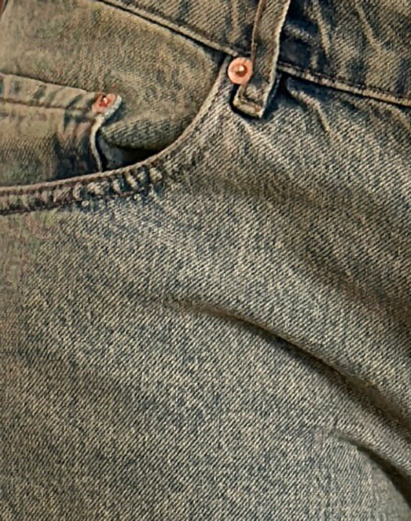 ボトムスその他 Golden  Wide light blue jeans, sand-wash distressed eff Sandy Blue Acid Extra Wide Leg Low Rise Jeans | Roomy