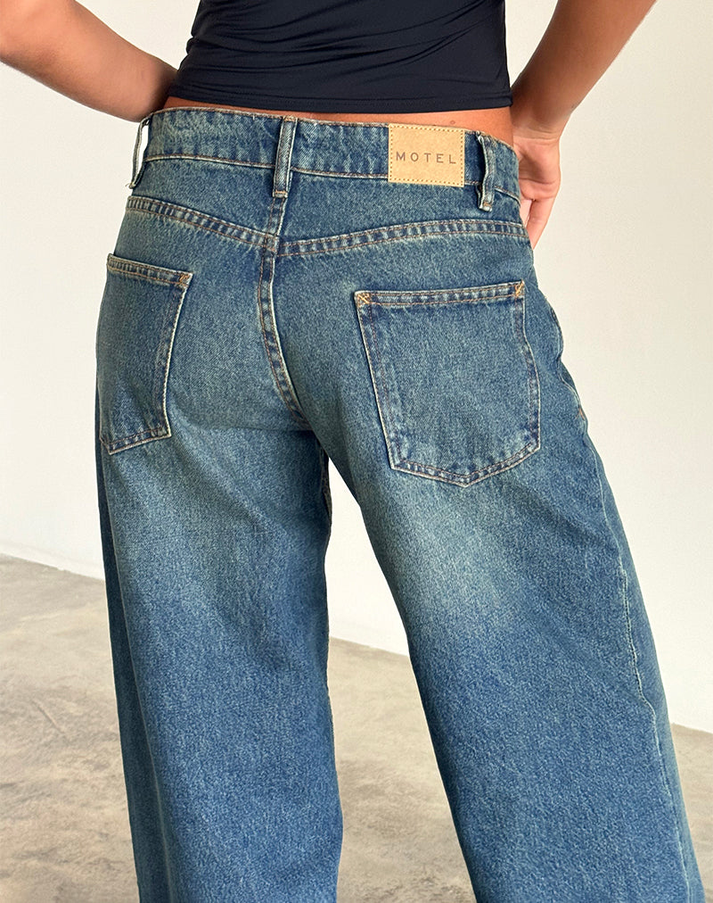 Bright Blue Extra Wide Low Rise Jeans | Roomy – motelrocks