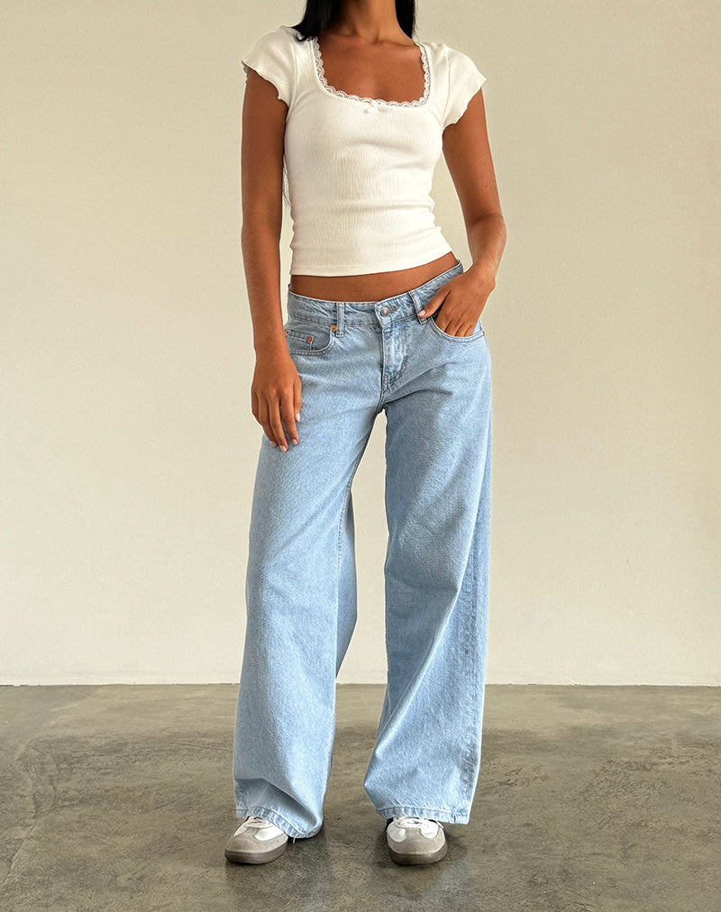Light Wash Blue Extra Wide Jeans | Roomy – motelrocks-com-us