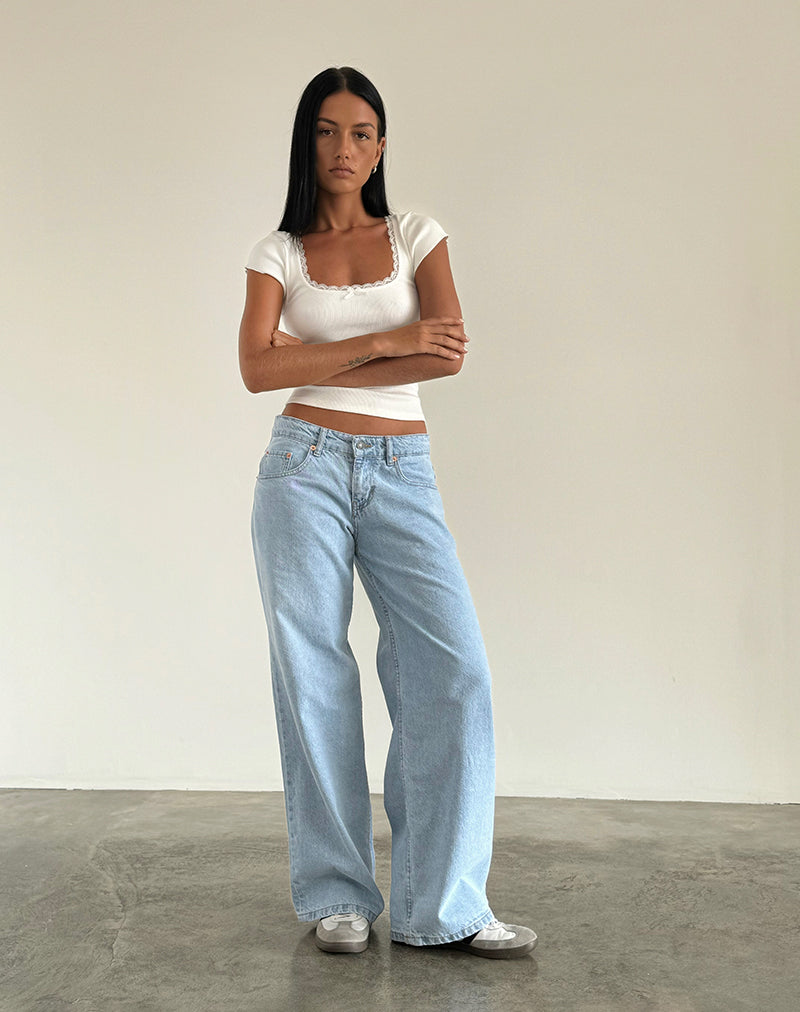 Off White Extra Wide Low Rise Jeans | Roomy – motelrocks-com-us