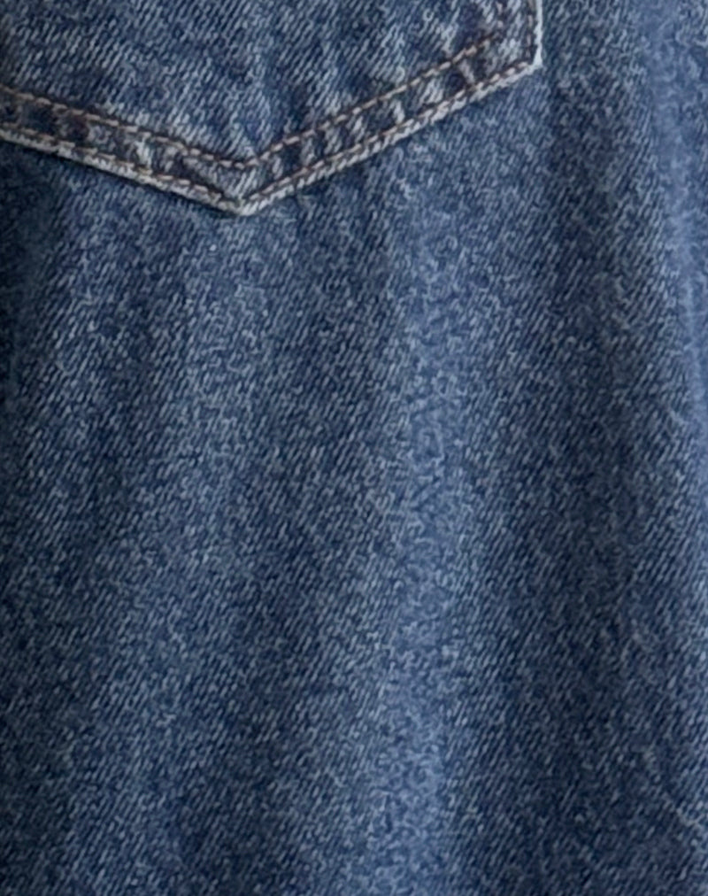 Mid Indigo Blue Extra Wide Low Rise Jeans | Roomy