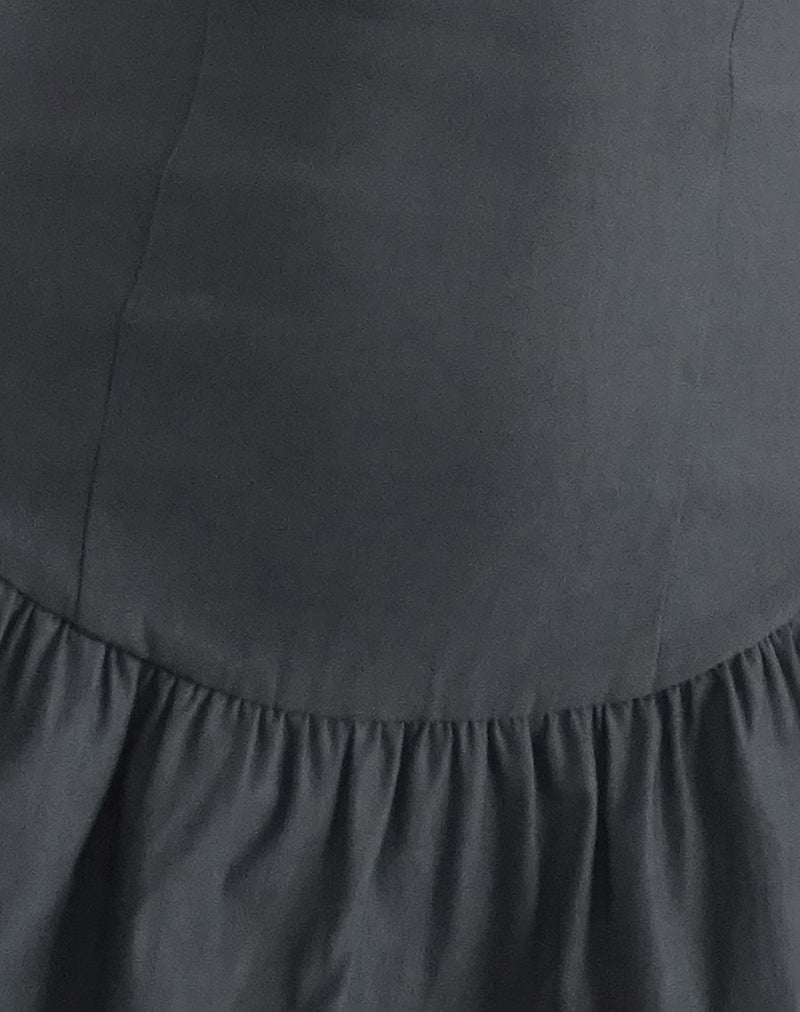 Sabina Bandeau Mini Dress in Charcoal Grey , Zip Up