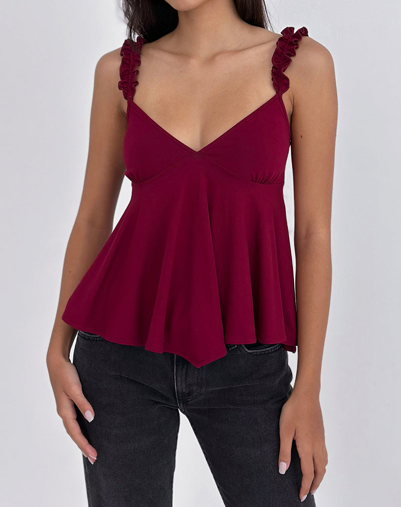 Image of Sable Floaty Cami Top in Jersey Burgundy