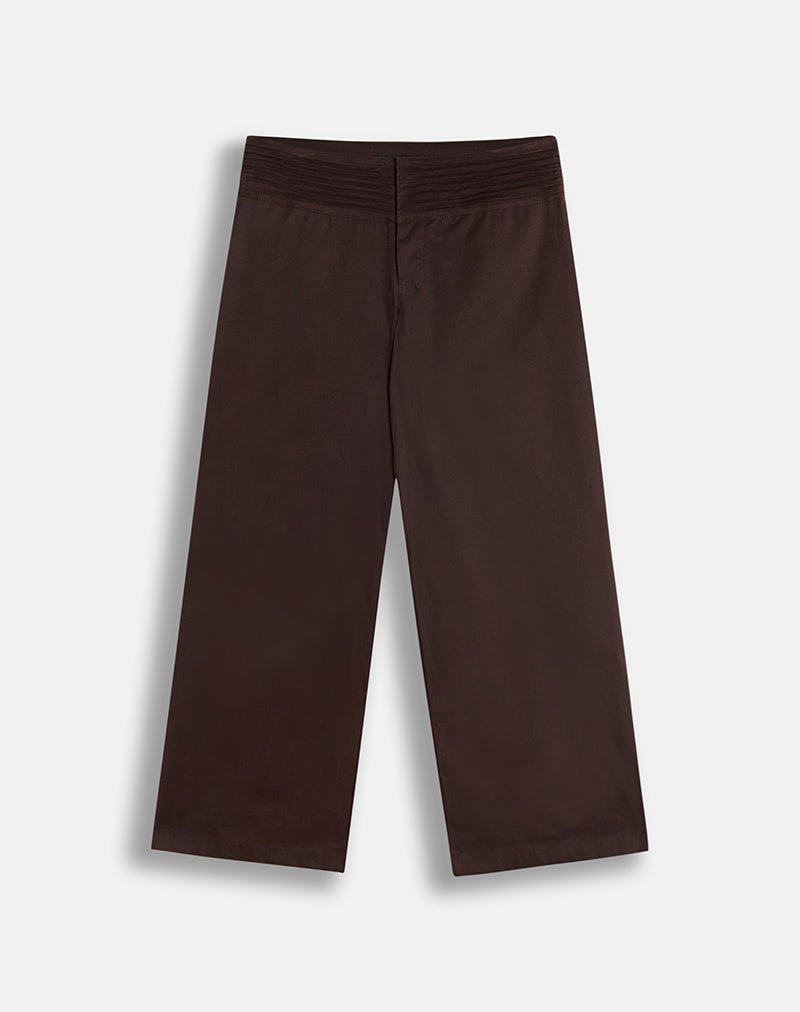 Bitter Chocolate Twill Wide Leg Trouser | Sadasi – motelrocks-com-us