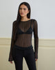 Image of Saezuru Top in Chiffon Plisse Shimmer Black