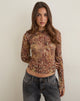Image of Saezuru Top in Plissé Dalmatian Shadow Honey Brown