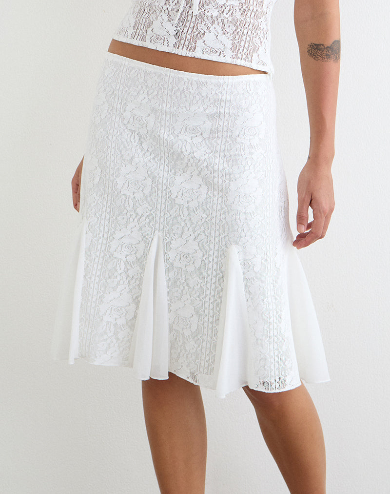 White Lace Floral Midi Skirt | Saiwa – motelrocks-com-us