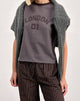 Image of Sakha Boxy Tee in Dark Grey with London Print and Brown Binding