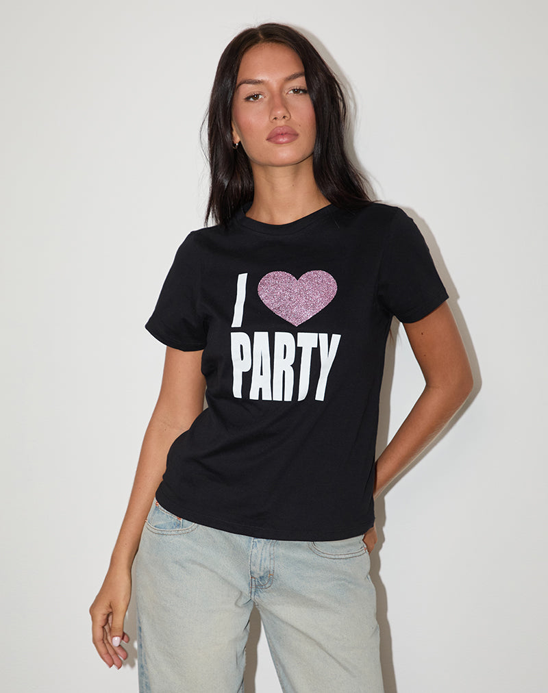 Black with I Love WFH Slogan Tee Top | Sakha – motelrocks-com-us