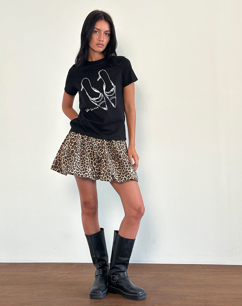 Saki Tee in Black with Lets Dance Print