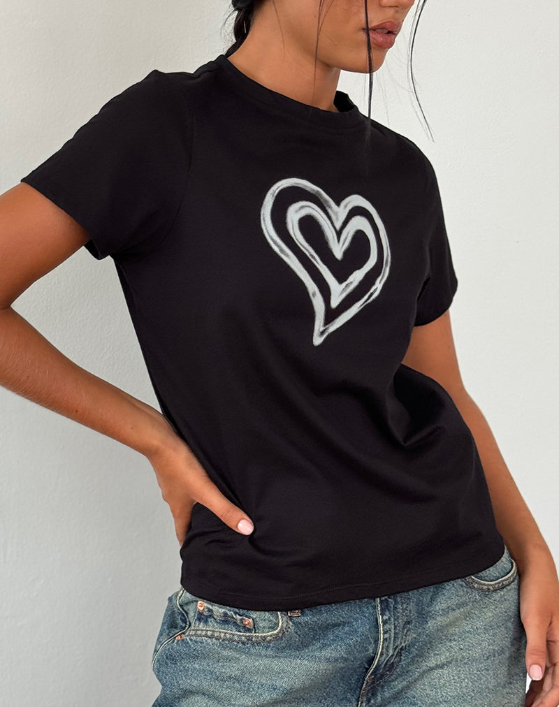 Image of Saki Tee in Black with Love Tie Dye