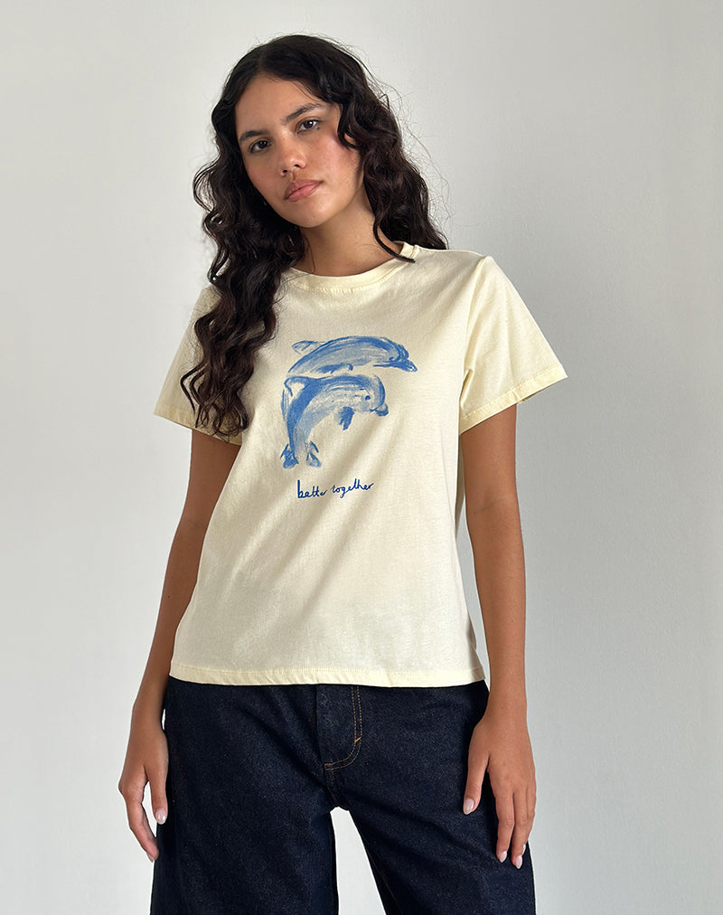 Image of Saki Tee in Buttermilk with Better Together Slogan