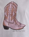 White with Pink Cowboy Boot Print