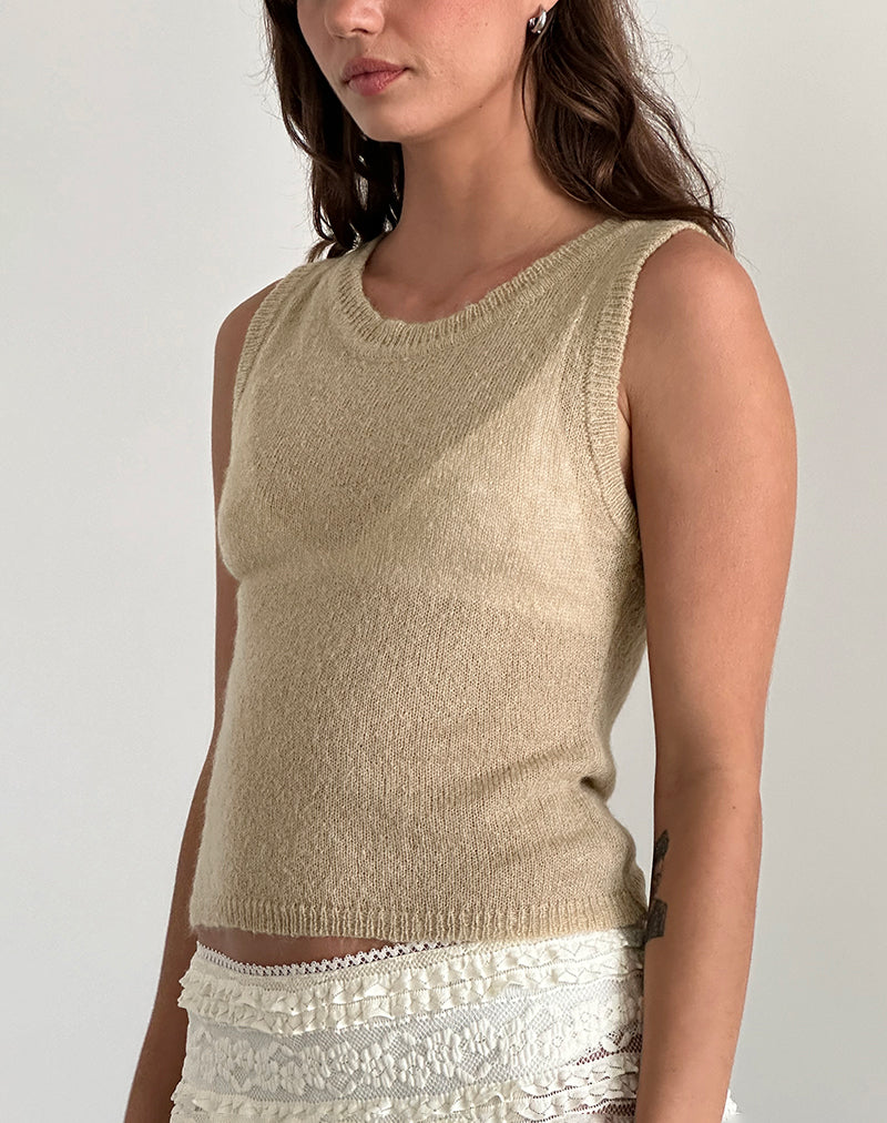 Salisha Tank Top in Natural Sheer Knit