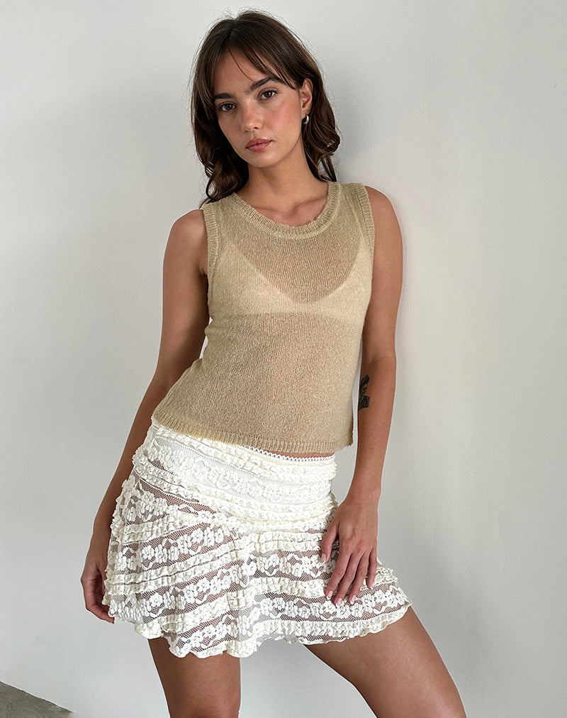 Sheer Tank Natural Sheer Knit Tank Top | Salisha – motelrocks-com-us